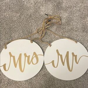 Gold and White Mr & Mrs Hanging Signs